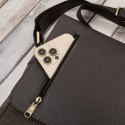 Torba męska na ramię na laptopa ze skóry naturalnej i canvasu brązowa Paolo Peruzzi AY-02-BR