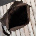 Torba męska na ramię na laptopa ze skóry naturalnej i canvasu brązowa Paolo Peruzzi AY-02-BR