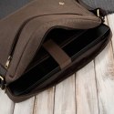 Torba męska na ramię na laptopa ze skóry naturalnej i canvasu brązowa Paolo Peruzzi AY-02-BR