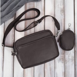 Torebka damska listonoszka skórzana z etui na klucze i drobiazgi brązowa Paolo Peruzzi E-34-BR