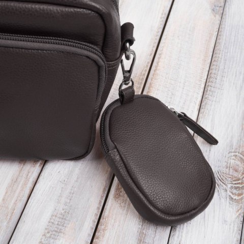 Torebka damska listonoszka skórzana z etui na klucze i drobiazgi brązowa Paolo Peruzzi E-34-BR