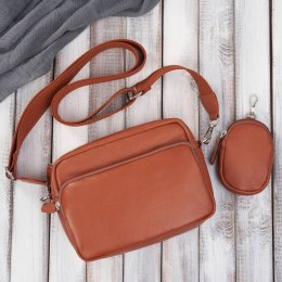 Torebka damska listonoszka skórzana z etui na klucze i drobiazgi koniakowa Paolo Peruzzi E-34-CG