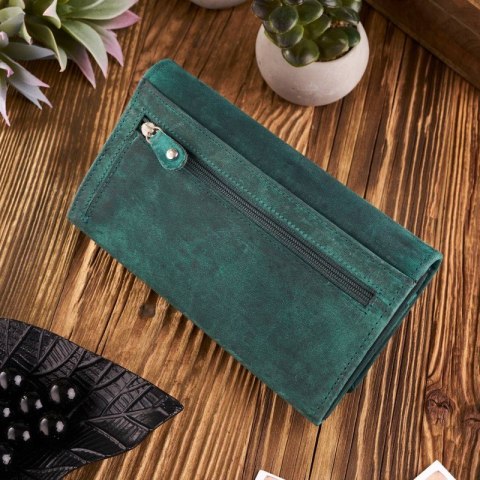 Portfel damski skórzany T-01-GR plecaczek damski miejski zielony vintage T-18-HGR zestaw prezentowy Paolo Peruzzi ZUP-113-GR