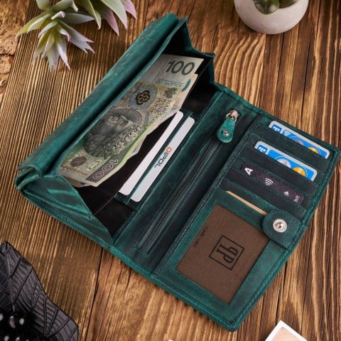 Portfel damski skórzany T-01-GR plecaczek damski miejski zielony vintage T-18-HGR zestaw prezentowy Paolo Peruzzi ZUP-113-GR