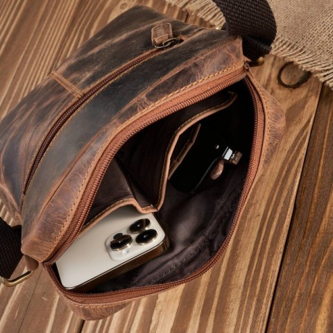 Męska brązowa skórzana torba na ramię w stylu vintage Paolo Peruzzi T-119-HBR