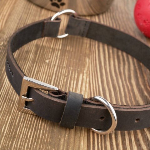 Obroża dla psa ze skóry naturalnej brązowa rozmiar L/XL Petsome 20P02L