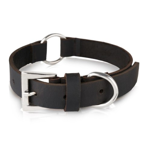 Obroża dla psa ze skóry naturalnej brązowa rozmiar S/M Petsome 20P02S