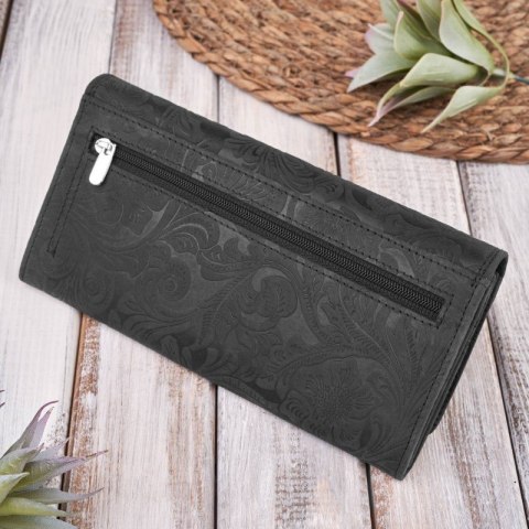 Portfel damski skórzany w kwiaty vintage RFID Paolo Peruzzi T-25-BL