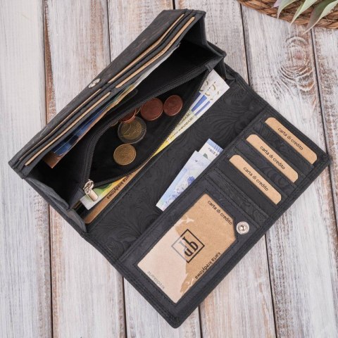 Portfel damski skórzany w kwiaty vintage RFID Paolo Peruzzi T-25-BL