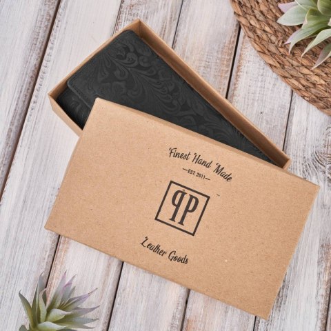 Portfel damski skórzany w kwiaty vintage RFID Paolo Peruzzi T-25-BL