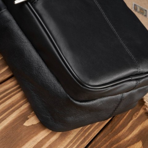 Saszetka męska listonoszka na ramię skórzana czarna Abruzzo ABR-03