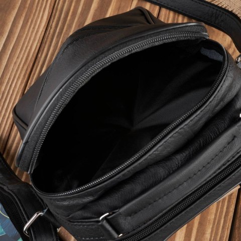 Saszetka męska listonoszka na ramię skórzana czarna Abruzzo ABR-03