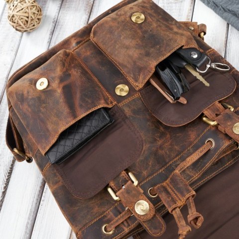 Zestaw prezentowy dla niej ZUP-101-BR plecak skórzany T-16-BR portfel damski skórzany T-05-BR brelok do kluczy T-86-HBR