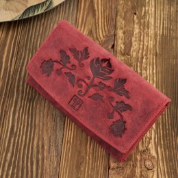 Zestaw prezentowy portfel damski skórzany vintage i brelok do kluczy czerwony Paolo Peruzzi ZUP-104-RD