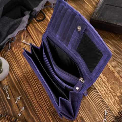 Zestaw prezentowy portfel damski skórzany vintage i brelok do kluczy granatowy Paolo Peruzzi ZUP-104-DB