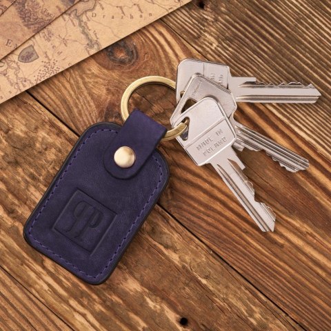 Zestaw prezentowy portfel damski skórzany vintage i brelok do kluczy granatowy Paolo Peruzzi ZUP-104-DB