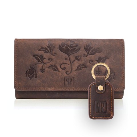 Zestaw upominkowy dla kobiet ZUP-97-BR portfel skórzany T-05-BR brelok do kluczy T-86-HBR