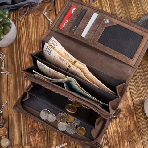 Zestaw upominkowy dla kobiet ZUP-97-BR portfel skórzany T-05-BR brelok do kluczy T-86-HBR