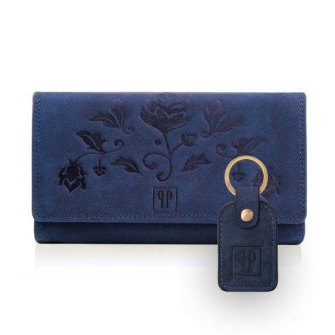 Zestaw upominkowy dla kobiet ZUP-97-DB portfel skórzany T-05-DB brelok do kluczy T-86-HDB