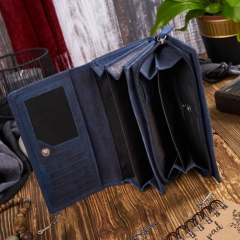 Zestaw upominkowy dla kobiet ZUP-97-DB portfel skórzany T-05-DB brelok do kluczy T-86-HDB