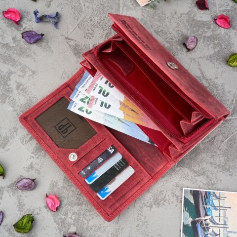 Zestaw upominkowy dla kobiet ZUP-97-RD portfel skórzany T-05-RD brelok do kluczyT-86-HRD