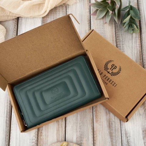 Damski portfel ze skóry naturalnej kopertówka Paolo Peruzzi AV-05-GR