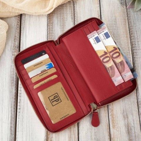 Damski portfel ze skóry naturalnej kopertówka Paolo Peruzzi AV-05-RD