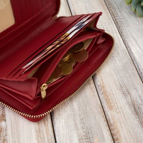 Damski portfel ze skóry naturalnej kopertówka Paolo Peruzzi AV-05-RD