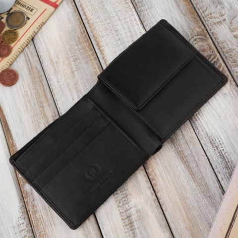 Męski portfel pikowany ze skóry naturalnej Paolo Peruzzi AV-06-BL