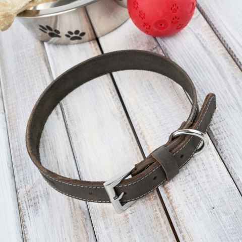 Obroża dla psa skórzana w stylu vintage brązowa rozmiar L/XL Petsome 17P02L