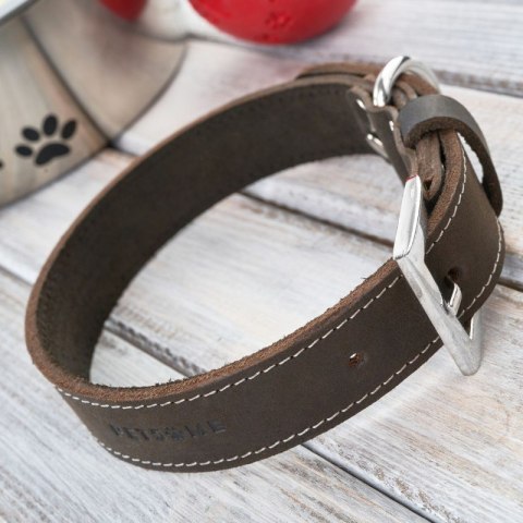 Obroża dla psa skórzana w stylu vintage brązowa rozmiar S/M Petsome 17P02S
