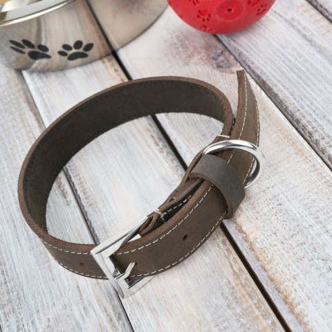 Obroża dla psa skórzana w stylu vintage brązowa rozmiar. S/M Petsome 21P02S