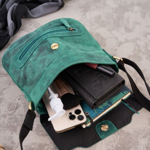 Torebka damska listonoszka na ramię skórzana Paolo Peruzzi T-61-GR