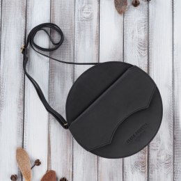 Torebka damska na ramię czarna vintage okrągła skórzana Paolo Peruzzi T-92-HBL