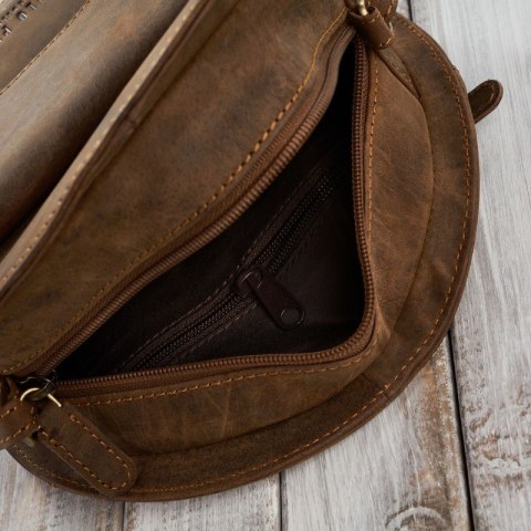 Torebka damska na ramię jasnobrązowa okrągła skórzana Paolo Peruzzi T-92-LB