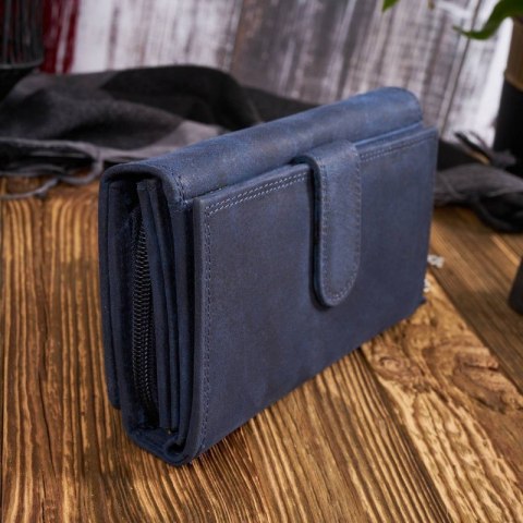 Zestaw prezentowy dla kobiet ZUP-95-DB portfel damski skórzany T-05-DB breloczek vintage T-87-HDB