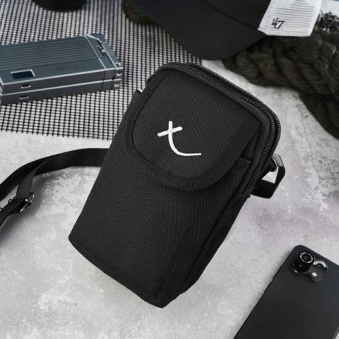 Męska saszetka na ramie z cordury czarna SP-03-BL