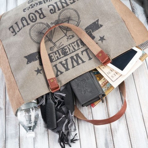 Pojemna torebka damska na ramię z nadrukiem Paolo Peruzzi E-13-MC