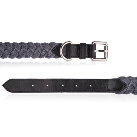 Skórzana obroża dla psa rozmiar L pleciona odcienie szarości Petsome 12P06L