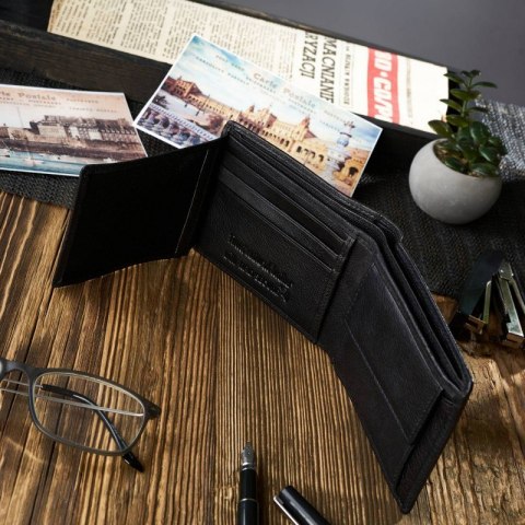 Czarny portfel męski ze skóry naturalnej Paolo Peruzzi T-66-BL