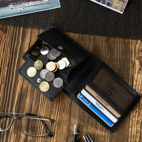 Czarny portfel męski ze skóry naturalnej Paolo Peruzzi T-66-BL