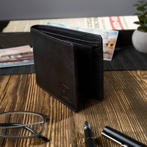 Czarny portfel męski ze skóry naturalnej Paolo Peruzzi T-66-BL