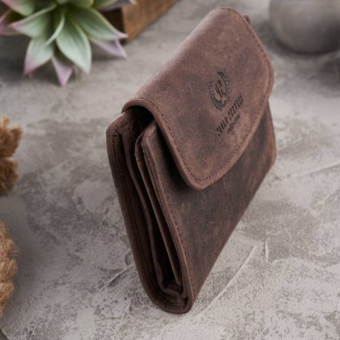 Damski brązowy skórzany portfel Paolo Peruzzi T-12-HBR