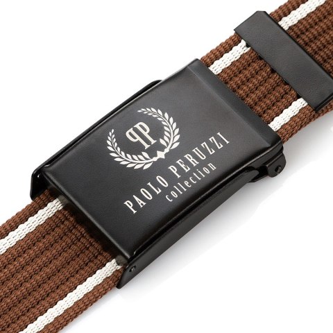 Pasek męski parciany brązowy Paolo Peruzzi PW-08-115 CM