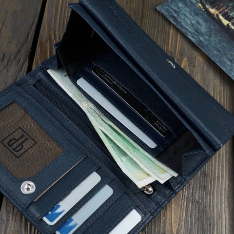 Portfel damski granatowy skórzany Paolo Peruzzi T-45-DB