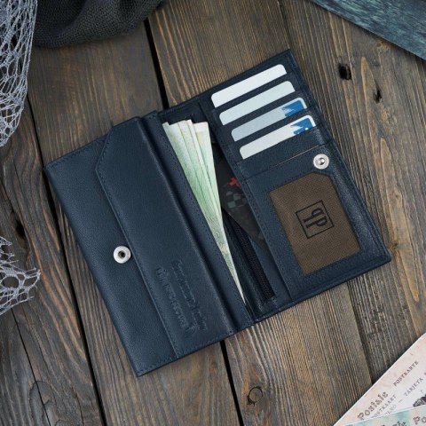 Portfel damski granatowy skórzany Paolo Peruzzi T-45-DB