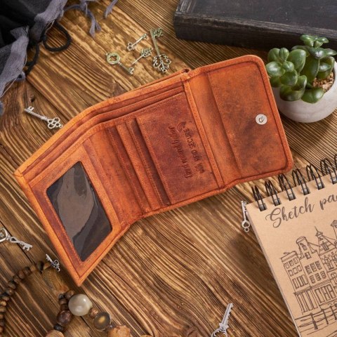 Zestaw dla niej ZUP-64-OR: portfel ze skóry naturalnej T-11 i etui na klucze T-51