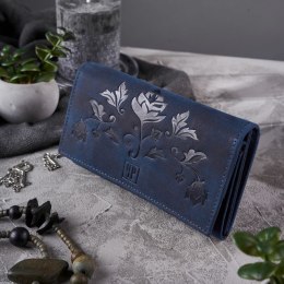 Portfel damski vintage skórzany w kwiaty Paolo Peruzzi T-44-DB