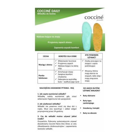 Wkładki do butów Coccine Daily with Aloe Vera