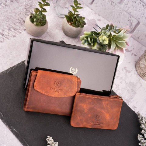 Zestaw prezentowy dla niej ZUP-40-OR portfel damski skórzany T-12 etui na klucze T-51